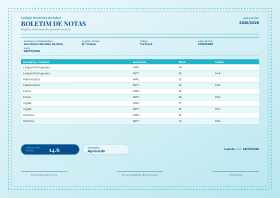 Pré-visualização do modelo Boletim de Notas - Pontilhado - Oceano (Boletim de Notas)