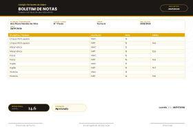 Pré-visualização do modelo Boletim de Notas - Topográfico (Horizontal) - Mostarda (Boletim de Notas)