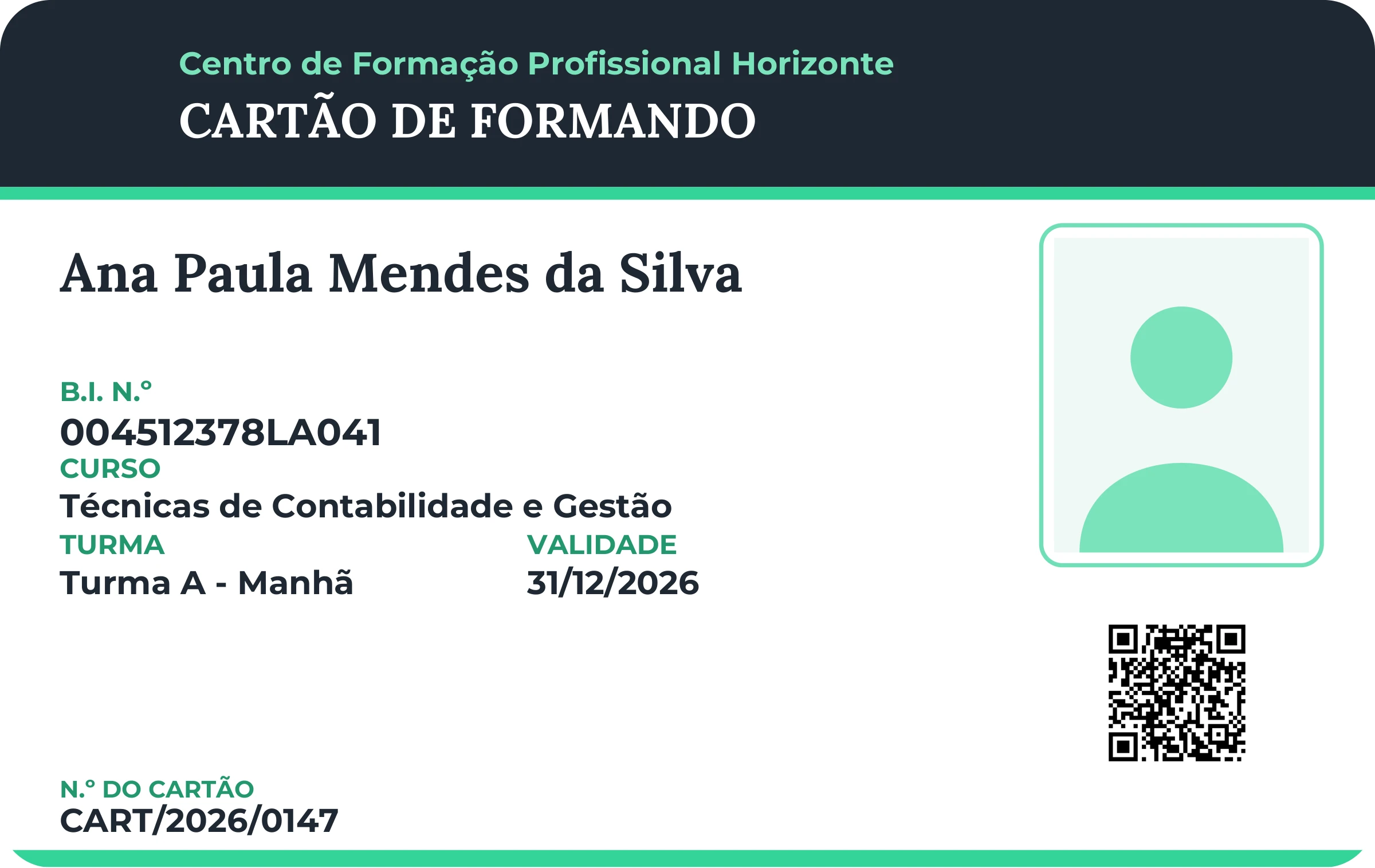 Pré-visualização ampliada do modelo Cartão - Cabeçalho - Grafite e Menta