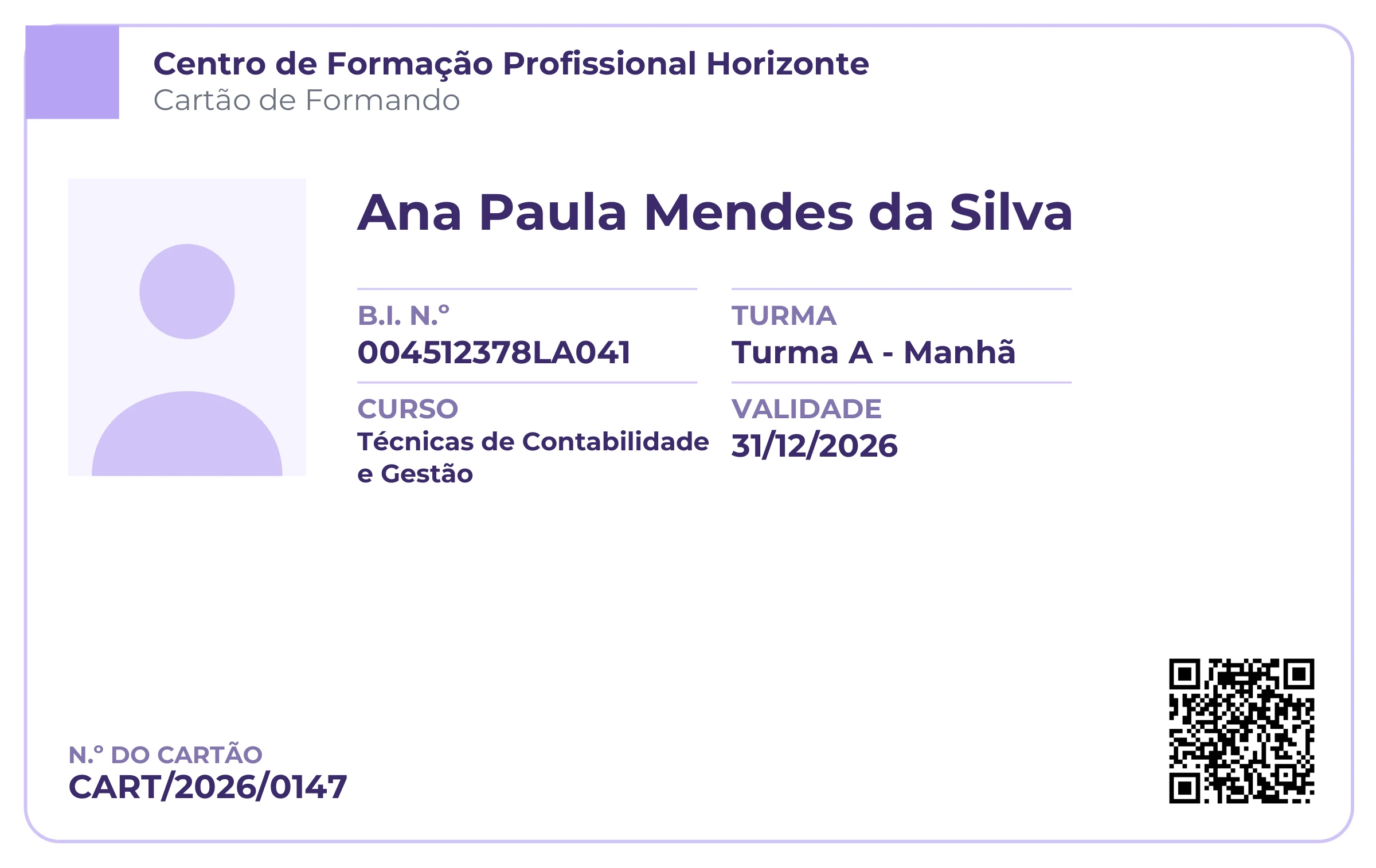 Pré-visualização ampliada do modelo Cartão - Minimal - Lavanda