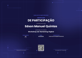 Pré-visualização do modelo Participação - Tech II - Índigo (Certificado de Participação)