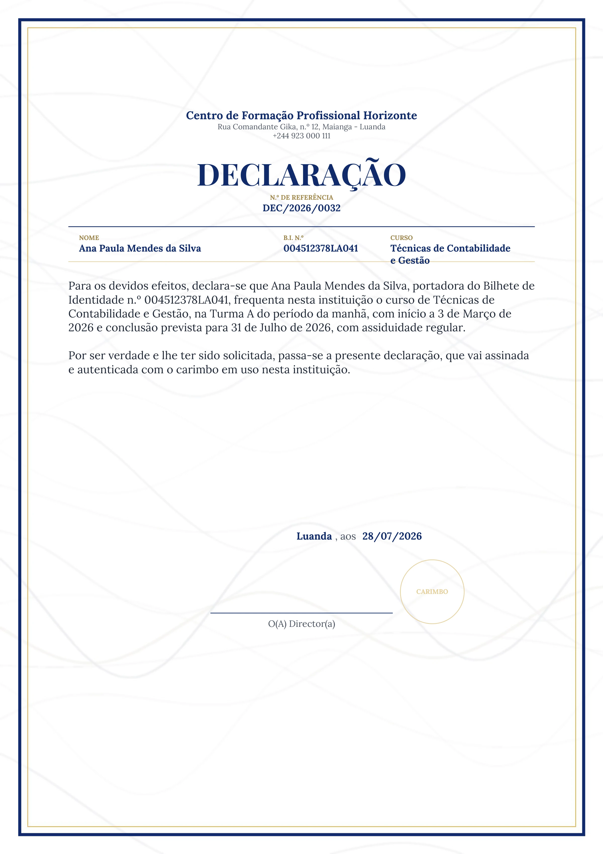 Pré-visualização ampliada do modelo Declaração - Mármore - Azul Real