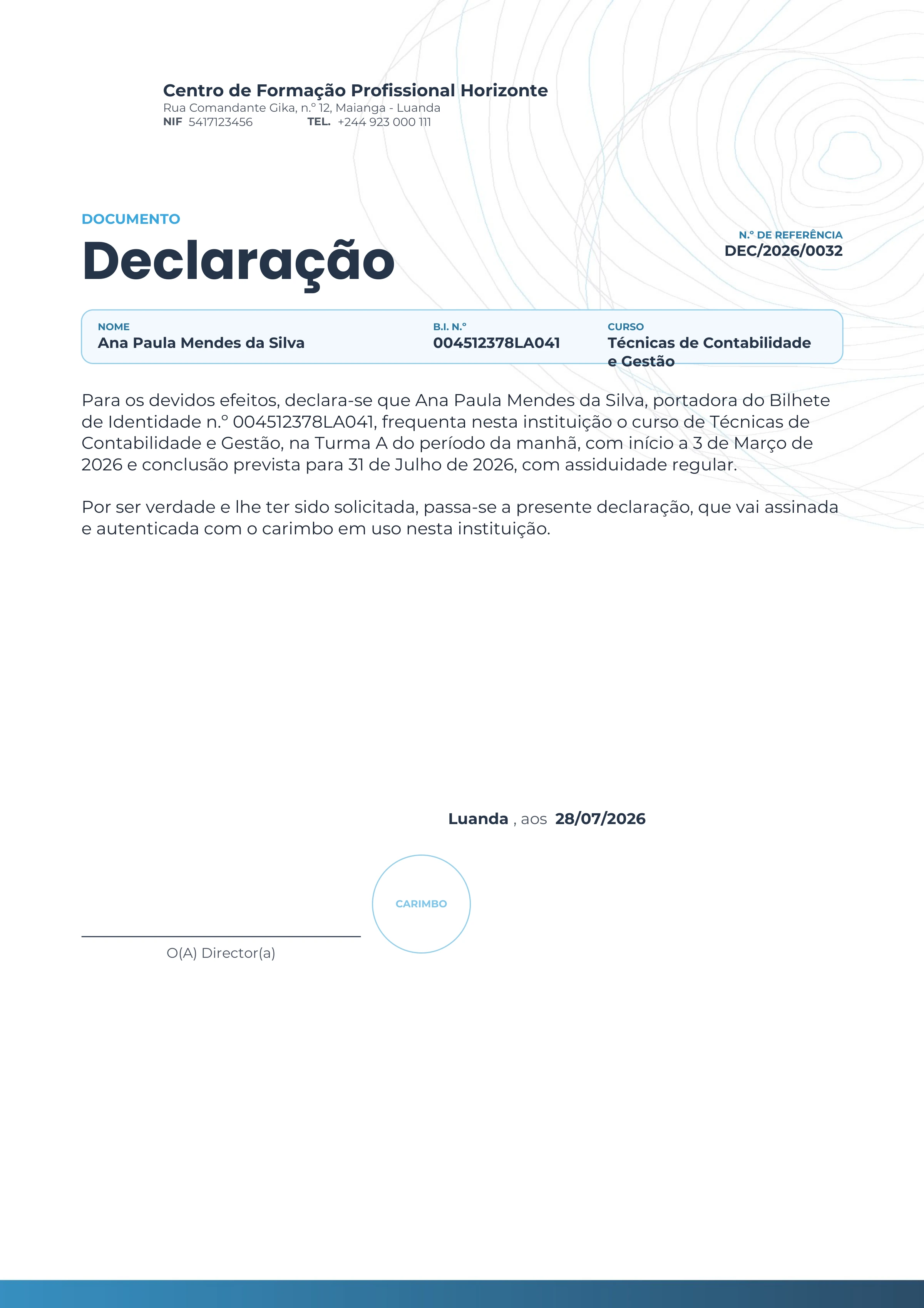 Pré-visualização ampliada do modelo Declaração - Topográfico - Aço e Céu