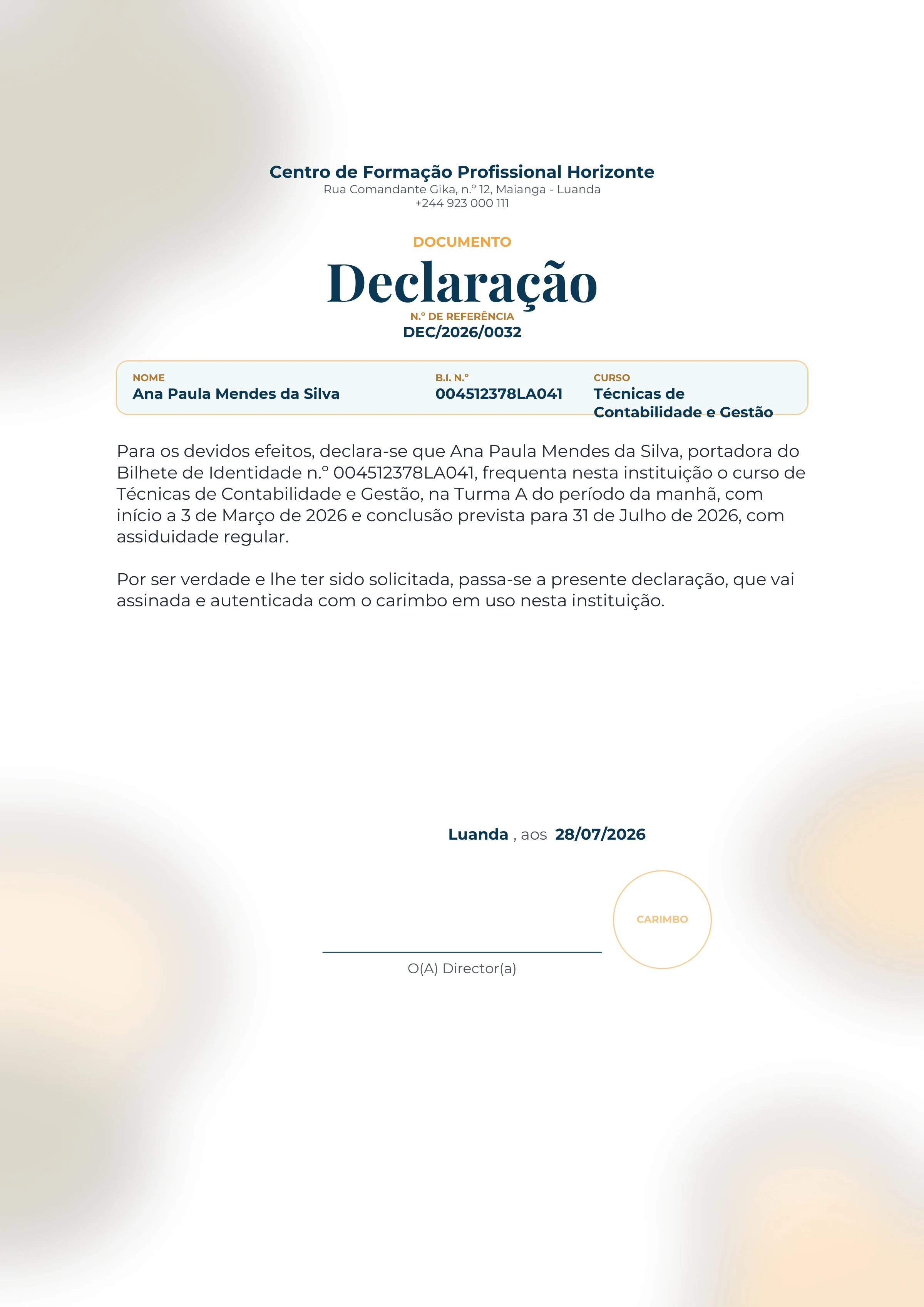 Pré-visualização ampliada do modelo Declaração - Aguarela - Atlântico