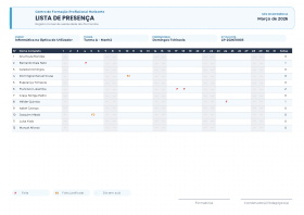 Pré-visualização do modelo Lista de Presença - Pontilhada - Aço e Céu (Listas de Presença)