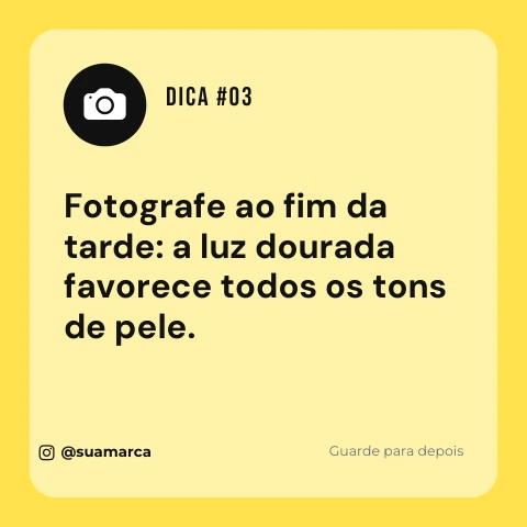 Pré-visualização do modelo Dica para fotos melhores (Influencer)