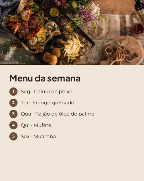 Pré-visualização do modelo Menu da semana (Negócios)
