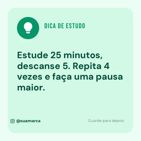 Pré-visualização do modelo Dica de estudo (Formação)