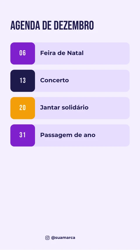 Pré-visualização do modelo Agenda do mês (Eventos & Datas)