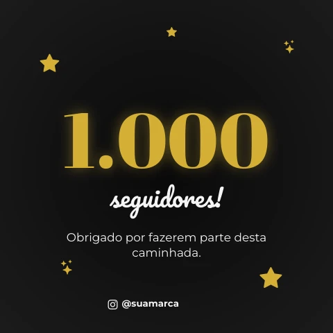 Pré-visualização do modelo Obrigado, 1.000 seguidores (Influencer)