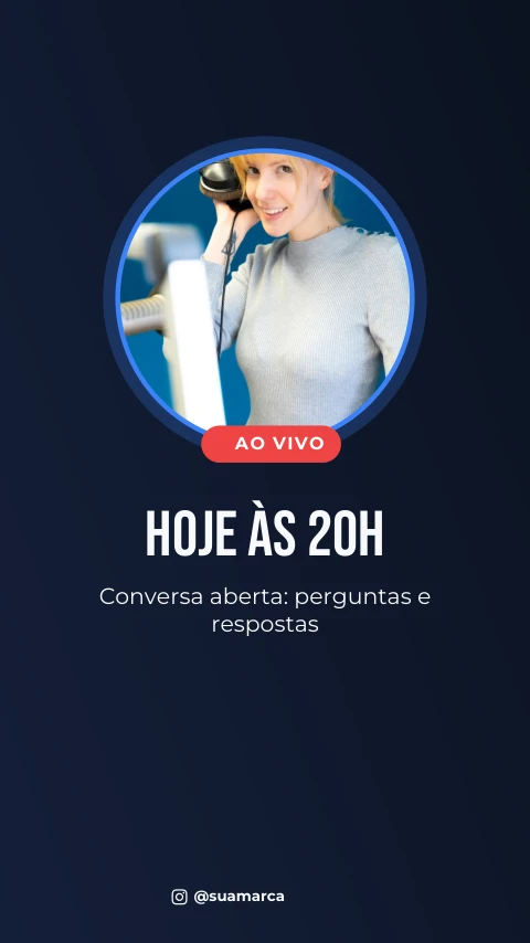 Pré-visualização do modelo Live hoje às 20h (Influencer)