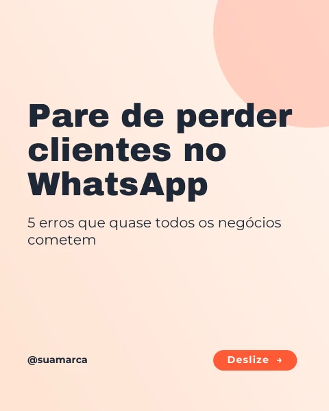 Pré-visualização do modelo Carrossel: 5 erros no WhatsApp do negócio (Negócios)