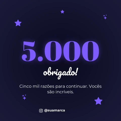 Pré-visualização do modelo Obrigado, 5 mil (Redes sociais)