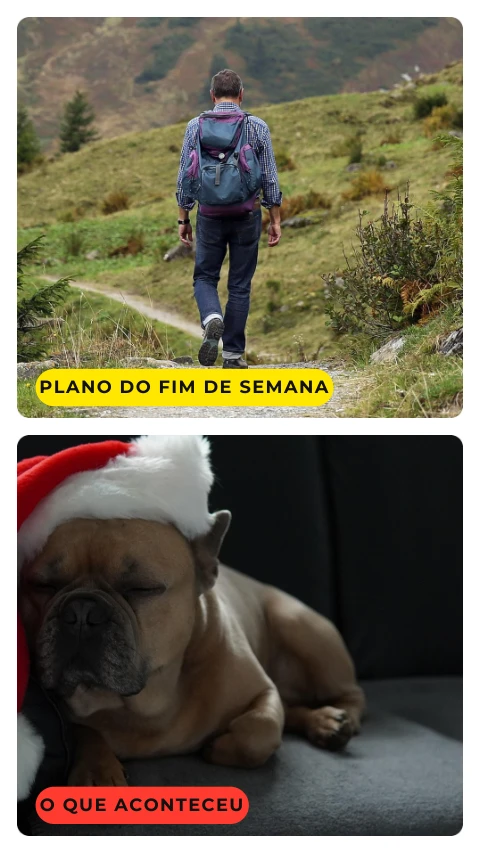 Pré-visualização do modelo Expectativa vs realidade (fim de semana) (Redes sociais)