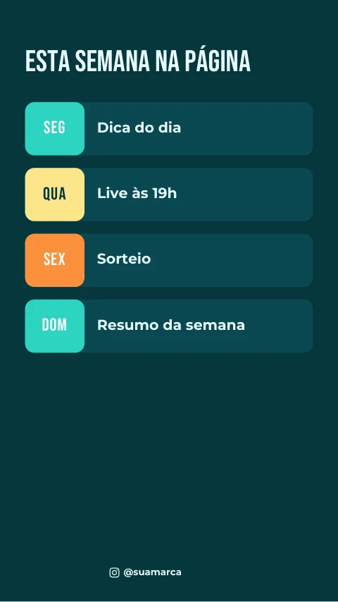 Pré-visualização do modelo Programação da semana (Redes sociais)