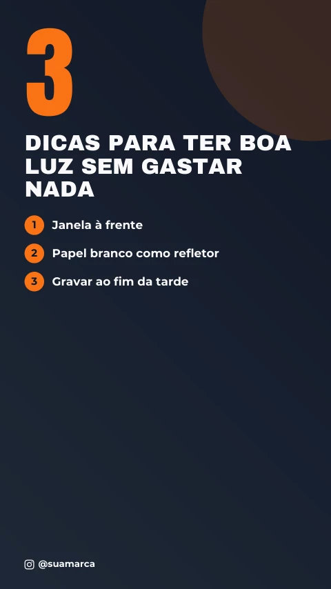 Pré-visualização do modelo Capa: 3 dicas de luz (Creator)