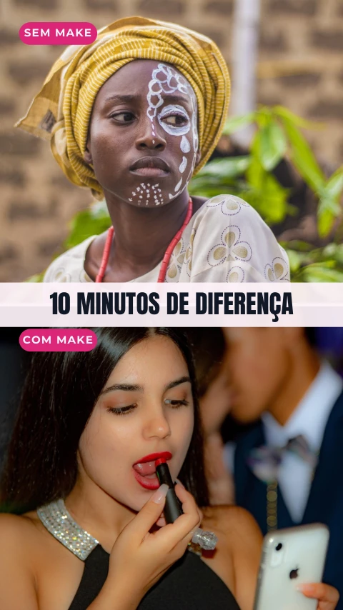 Pré-visualização do modelo Antes e depois (make) (Influencer)