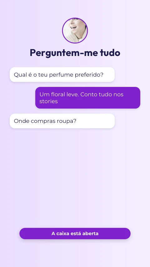 Pré-visualização do modelo Perguntem-me tudo (Influencer)