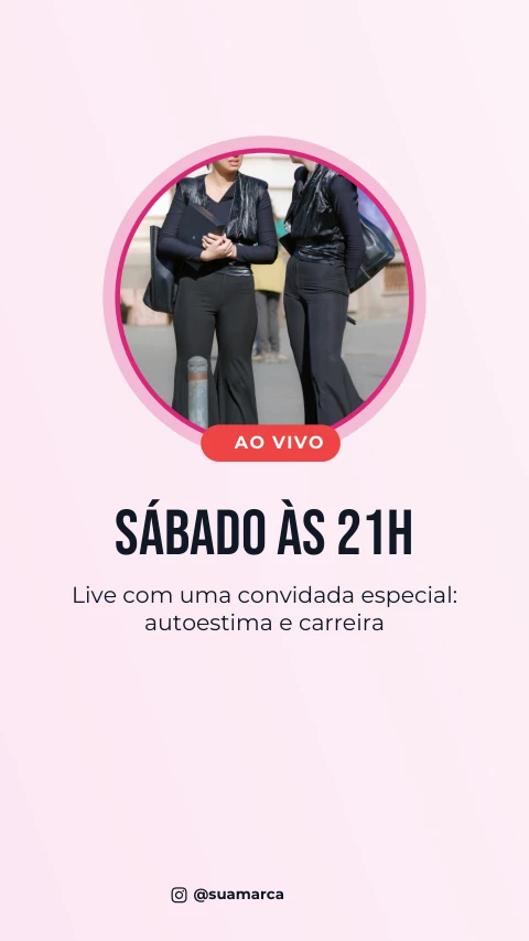 Pré-visualização do modelo Live com convidada (Influencer)