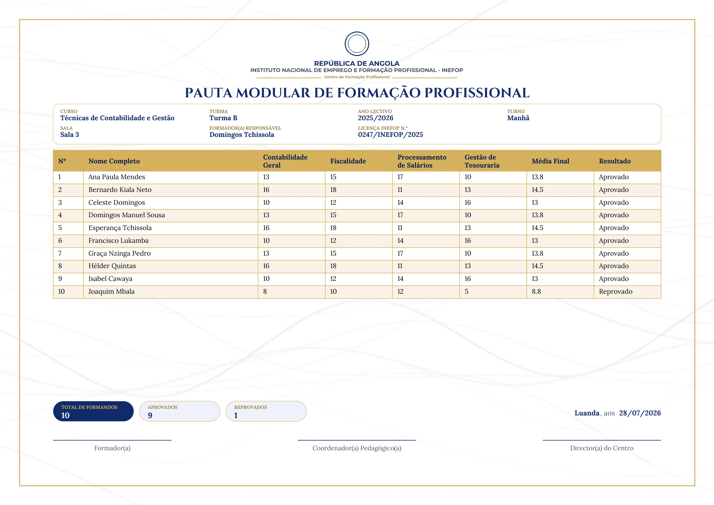 Pré-visualização ampliada do modelo Pauta Modular - INEFOP Mármore - Azul Real