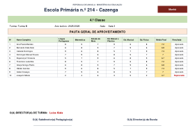 Pré-visualização do modelo Pauta Geral (Ensino Primário) (Pauta Geral (Ensino Primário))