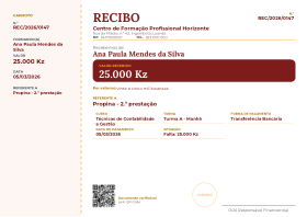 Pré-visualização do modelo Recibo - Talão (Horizontal) - Terra Vermelha (Recibos)